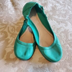 ALDO genuine leather turquoise flats